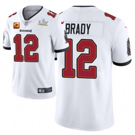 Tampa Bay Buccaneers Tröjor Tom Brady 12 Nike Vit 2021 Super Bowl LV Captain Patch - Herr